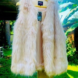 Brand new pastel pink shag vest